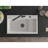 Mexen Omar Granitspüle 1-Becken 800 x 480 mm, weiß, schwarzer Siphon - 6520801005-20-B
