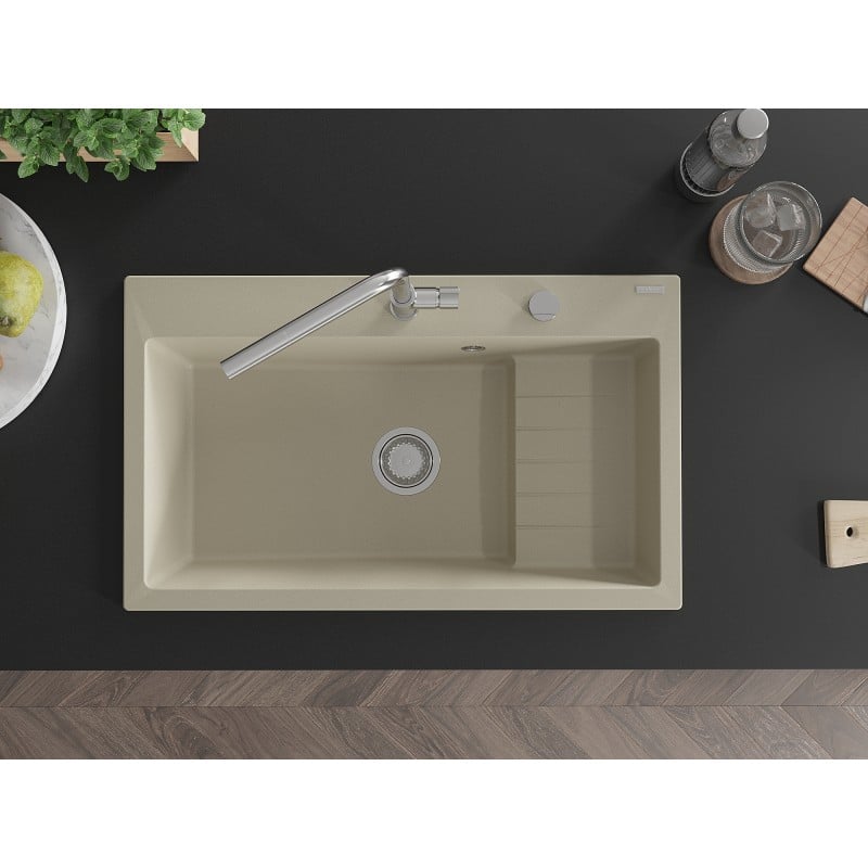 Mexen Omar Granitspüle 1-beckig 800 x 480 mm, beige, Siphon chrom - 6520801005-69