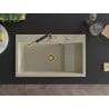 Mexen Omar Granitspüle 1-Becken 800 x 480 mm, beige, goldener Siphon - 6520801005-69-G