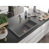 Mexen Omar Granitspüle 1-Becken 800 x 480 mm, grau, Siphon gold - 6520801005-71-G