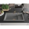 Mexen Omar Granitspüle 1-Becken 800 x 480 mm, grau, Siphon gold - 6520801005-71-G