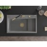 Mexen Omar Granitspüle 1-Becken 800 x 480 mm, grau, Siphon gold - 6520801005-71-G