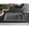 Mexen Omar Granitspüle, 1-Becken, 800 x 480 mm, grau, schwarzer Siphon - 6520801005-71-B