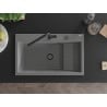 Mexen Omar Granitspüle, 1-Becken, 800 x 480 mm, grau, schwarzer Siphon - 6520801005-71-B