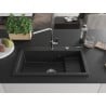 Mexen Omar Granitspüle 1-beckig 800 x 480 mm, schwarz/silber metallic, Siphon Chrom - 6520801005-73
