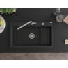 Mexen Omar Granitspüle 1-beckig 800 x 480 mm, schwarz/silber metallic, Siphon Chrom - 6520801005-73