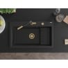 Mexen Omar Granitspüle 1-Kammer 800 x 480 mm, schwarz/silber metallic, goldener Siphon - 6520801005-73-G