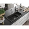 Mexen Omar Granitspüle 1-beckig 800 x 480 mm, schwarz/goldener Metallic, Chrom-Siphon - 6520801005-75