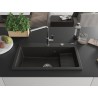 Mexen Omar Granitspüle 1-beckig 800 x 480 mm, schwarz/goldener Metallic, Chrom-Siphon - 6520801005-75