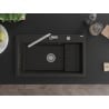 Mexen Omar Granitspüle 1-beckig 800 x 480 mm, schwarz/goldener Metallic, Chrom-Siphon - 6520801005-75