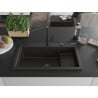 Mexen Omar Granitspüle 1-beckig 800 x 480 mm, schwarz/gold metallic, schwarzer Siphon - 6520801005-75-B