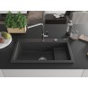 Mexen Omar Granitspüle 1-Becken 800 x 480 mm, schwarz gesprenkelt, Chrom-Siphon - 6520801005-76