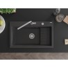 Mexen Omar Granitspüle 1-Becken 800 x 480 mm, schwarz gesprenkelt, Chrom-Siphon - 6520801005-76