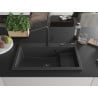 Mexen Omar Granitspüle 1-beckig 800 x 480 mm, schwarz gesprenkelt, schwarzer Siphon - 6520801005-76-B