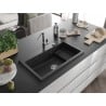Mexen Omar Granitspüle 1-beckig 800 x 480 mm, schwarz, Siphon Chrom - 6520801005-77