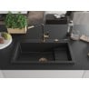 Mexen Omar Granitspüle, 1-beckig, 800 x 480 mm, schwarz, Siphon gold - 6520801005-77-G