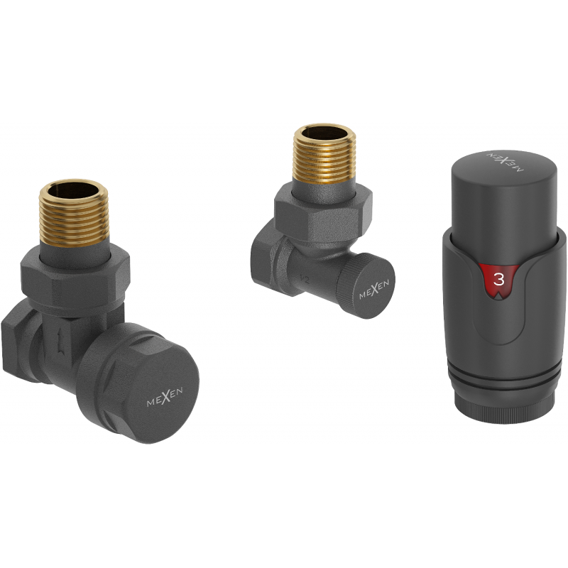 Mexen G00 Eck-Thermostat-Set, Anthrazit - W901-900-66