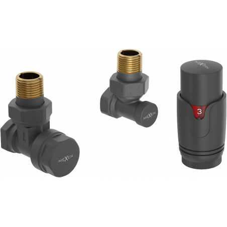 Mexen G00 Eck-Thermostat-Set, Anthrazit - W901-900-66