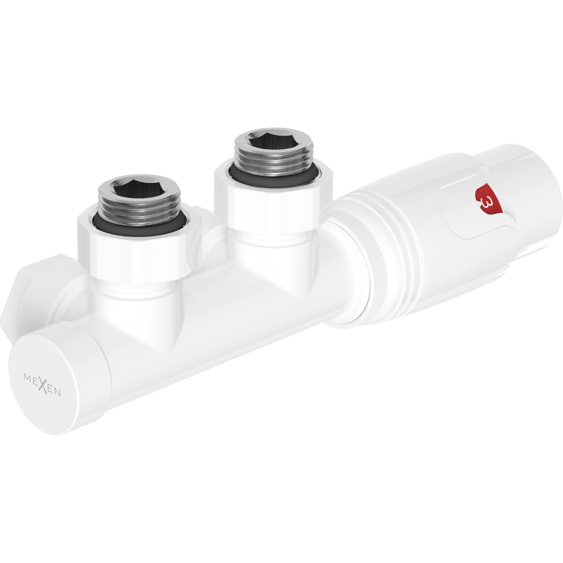Mexen G00 Thermostat-Set, Winkel, Duplex, DN50, weiß - W907-900-20