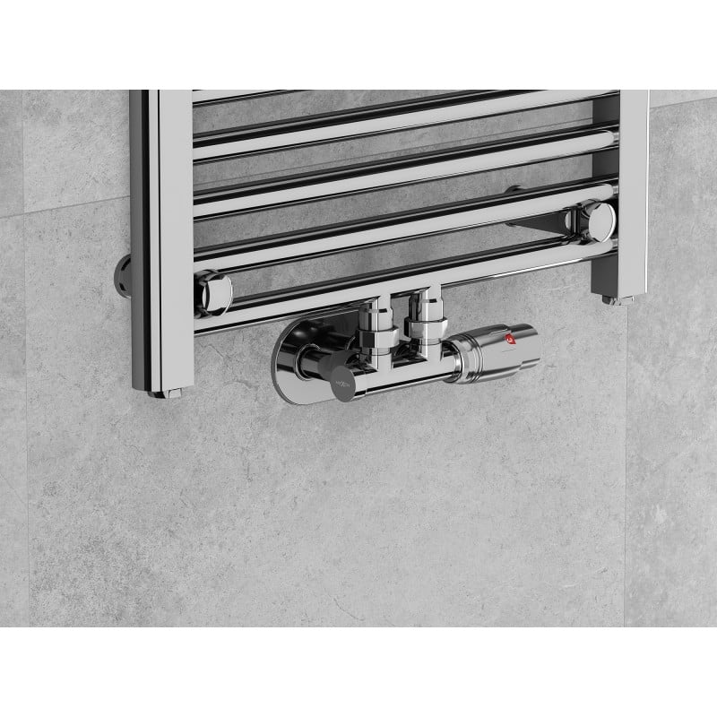 Mexen G00 Thermostat-Set, Winkel, Duplex, DN50, Chrom - W907-900-01