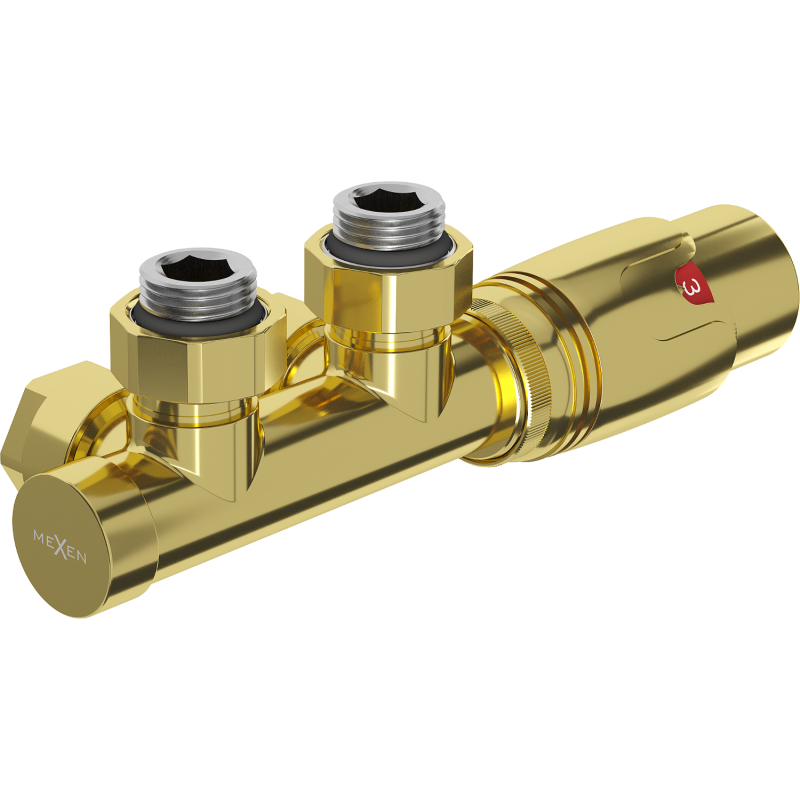 Mexen G00 thermostatisches Winkelset, Duplex, DN50, gold - W907-900-50