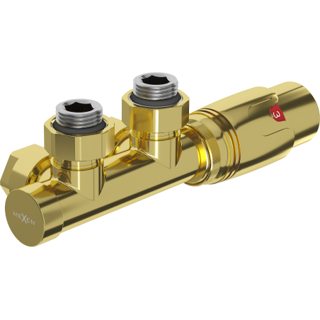 Mexen G00 thermostatisches Winkelset, Duplex, DN50, gold - W907-900-50