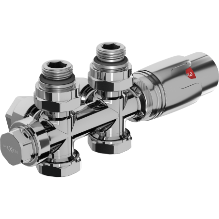 Mexen G00 thermostatisches Set Eckig/Gerade, Duplex, DN50, Chrom - W908-900-01