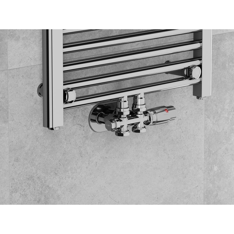 Mexen G00 Thermostat-Set, Winkel/Gerade, Duplex, DN50, Chrom - W908-900-01