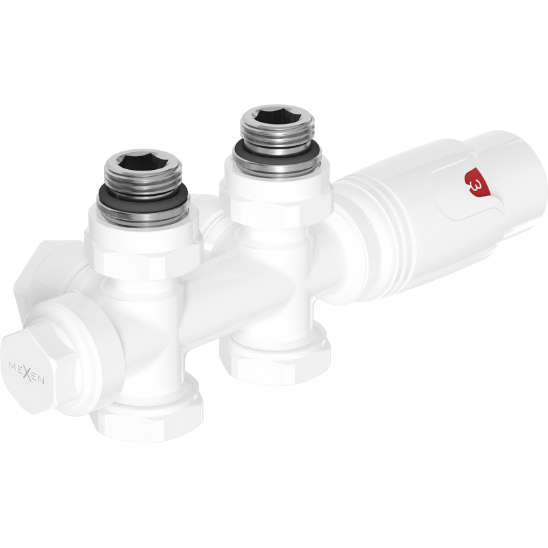 Mexen G00 thermostatisches Set Winkel/Gerade, Duplex, DN50, weiß - W908-900-20