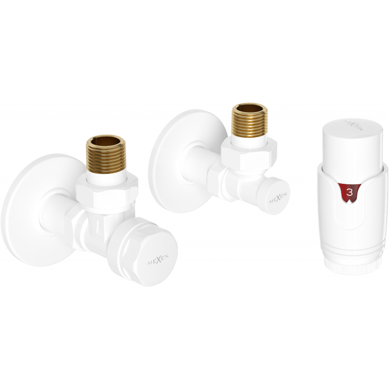 Mexen G00 Thermostatset winklig mit Rosette R, weiß - W901-900-904-20