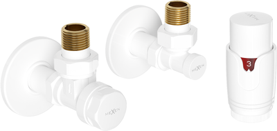 Mexen G00 Thermostatset winklig mit Rosette R, weiß - W901-900-904-20