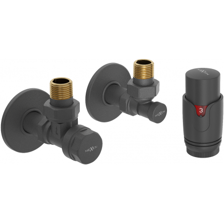 Mexen G00 Thermostat-Set, Winkelform mit Abdeckung R, Anthrazit - W901-900-904-66
