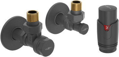 Mexen G00 Thermostat-Set, Winkelform mit Abdeckung R, Anthrazit - W901-900-904-66