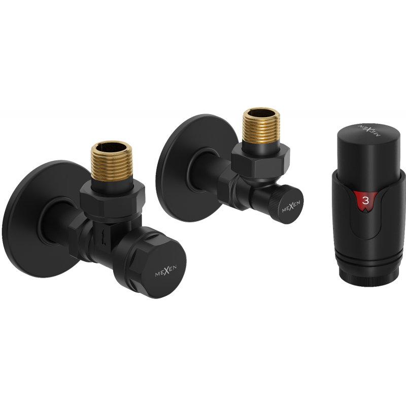 Mexen G00 Thermostat-Set, Eckventil mit Abdeckung R, schwarz - W901-900-904-70