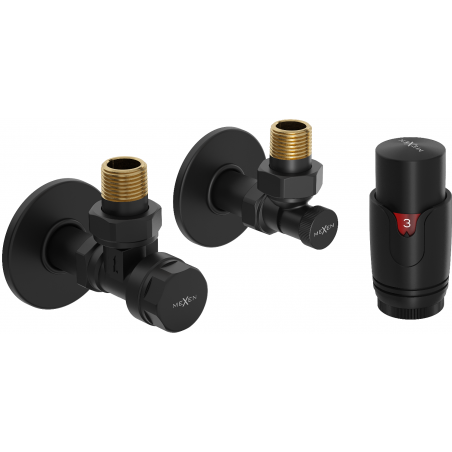 Mexen G00 Thermostat-Set, Eckventil mit Abdeckung R, schwarz - W901-900-904-70