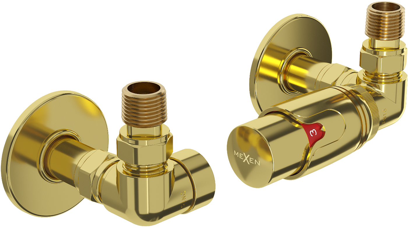 Mexen G00 Thermostat-Set axial mit Abdeckung R, gold - W903-900-904-50