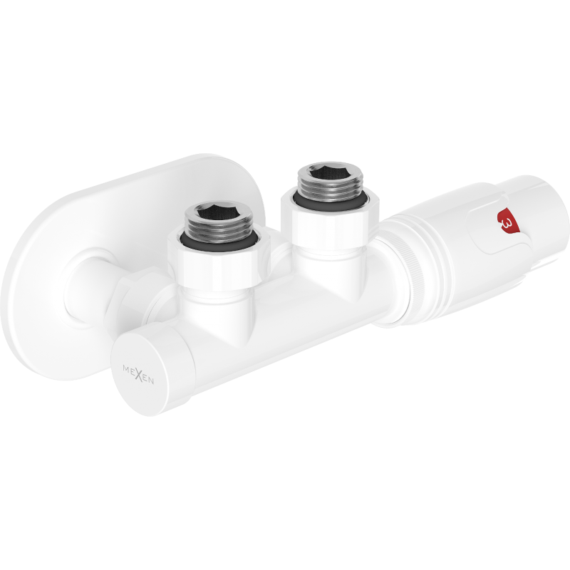 Mexen G00 winklige Thermostatgarnitur mit Abdeckung R, Duplex, DN50, weiß - W907-900-905-20