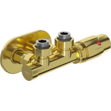 Mexen G00 Thermostat-Set, Winkelausführung mit Abdeckung R, Duplex, DN50, gold - W907-900-905-50