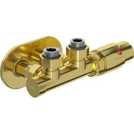 Mexen G00 Winkelthermostat-Set mit Abdeckrosette R, Duplex, DN50, Gold - W907-900-905-50