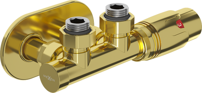 Mexen G00 Thermostat-Set, Eckform mit Rosette R, Duplex, DN50, gold - W907-900-905-50