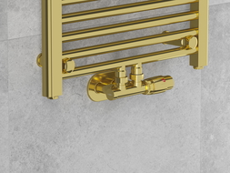 Mexen G00 Thermostat-Set, Eckform mit Rosette R, Duplex, DN50, gold - W907-900-905-50
