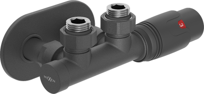 Mexen G00 Thermostat-Set, winkel, mit Abdeckung R, Duplex, DN50, Anthrazit - W907-900-905-66