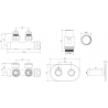 Mexen G00 Thermostat-Set, Eckventil mit Rosette R, Duplex, DN50, schwarz - W907-900-905-70