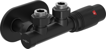 Mexen G00 Thermostat-Set, Eckventil mit Verkleidung R, Duplex, DN50, schwarz - W907-900-905-70