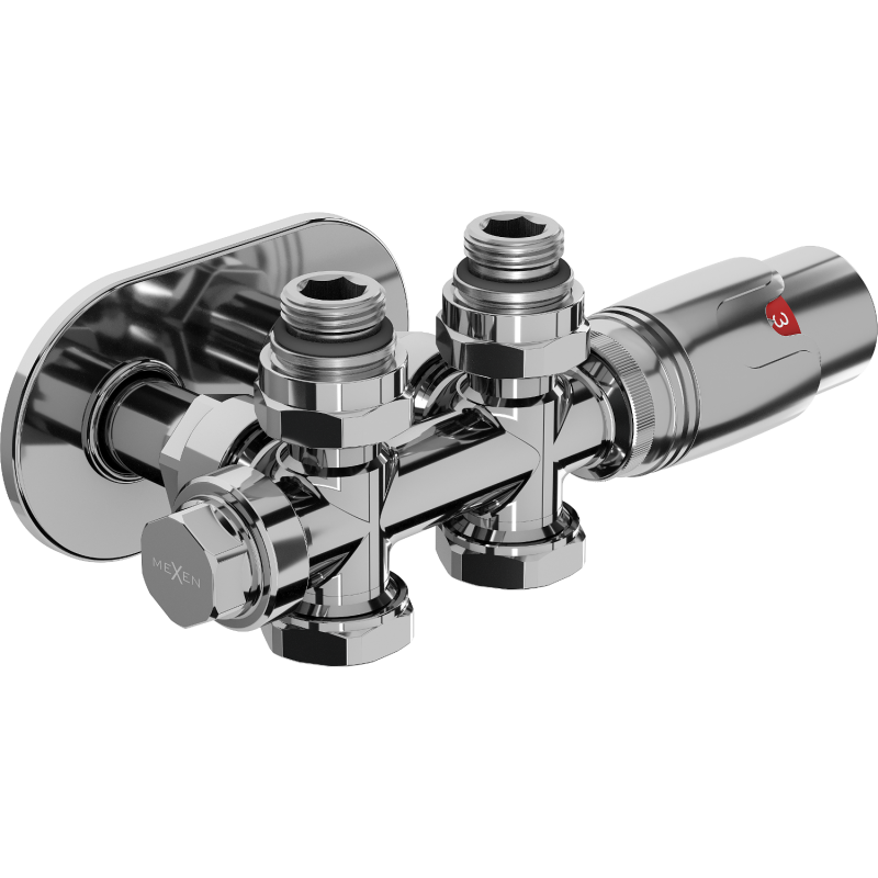 Mexen G00 thermostatische Rahmenkühlung/Winkel mit Verkleidung R, Duplex, DN50, Chrom - W908-900-905-01