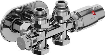 Mexen G00 Thermostat-Set, Eck-/Geradebau mit Rosette R, Duplex, DN50, Chrom - W908-900-905-01
