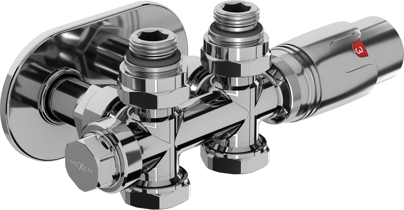 Mexen G00 thermostatische Rahmenkühlung/Winkel mit Verkleidung R, Duplex, DN50, Chrom - W908-900-905-01