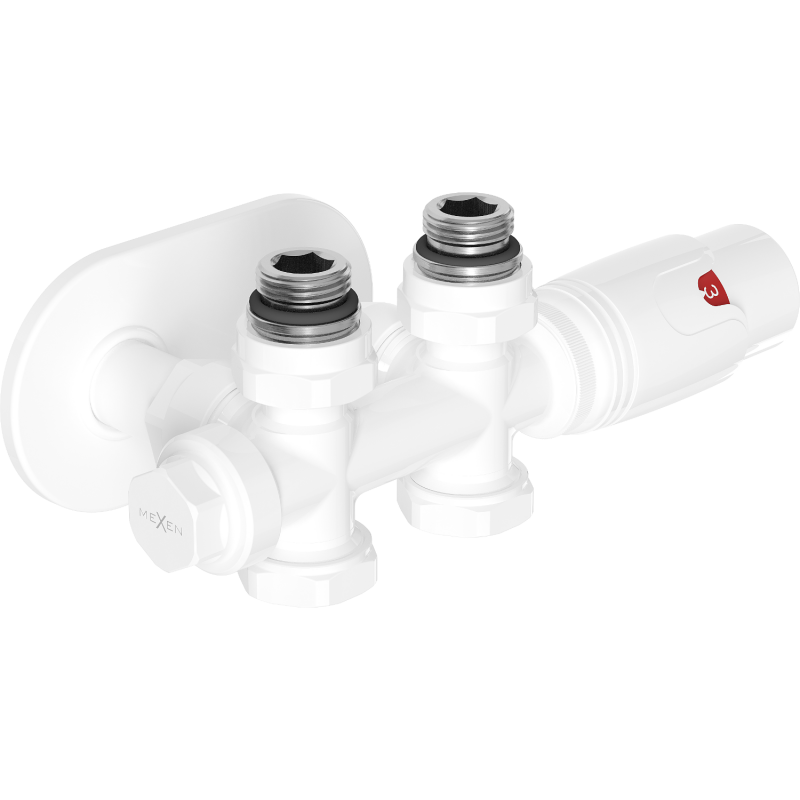 Mexen G00 Thermostat-Set Winkel-/Gerade mit Verkleidung R, Duplex, DN50, weiß - W908-900-905-20