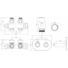 Mexen G00 Thermostat-Set, Eck-/Geradausführung mit Abdeckung R, Duplex, DN50, Gold - W908-900-905-50