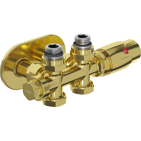 Mexen G00 Thermostat-Set, Eck-/Geradausführung mit Abdeckung R, Duplex, DN50, Gold - W908-900-905-50